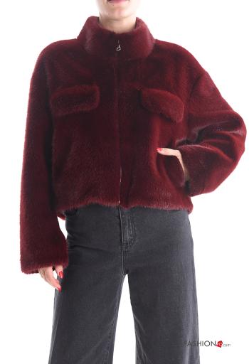 Blusão pelo sintético manga comprida com bolsos com fecho sem forro - ph 1