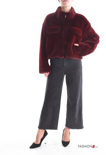 Blusão pelo sintético manga comprida com bolsos com fecho sem forro - ph 5