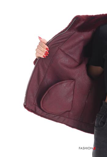 Blusão pelo sintético manga comprida com bolsos com fecho sem forro - ph 6