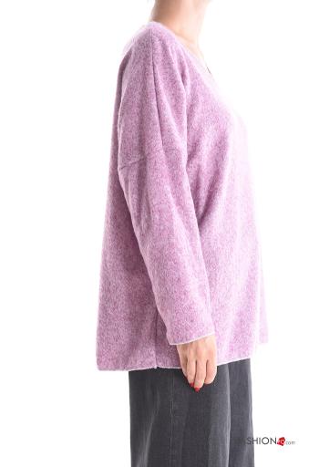 long sleeve long lurex Sweater with v-neck - ph 3