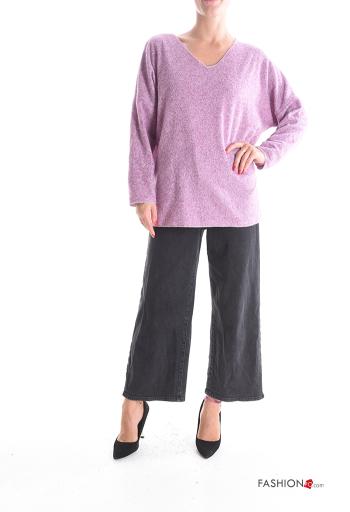 long sleeve long lurex Sweater with v-neck - ph 5