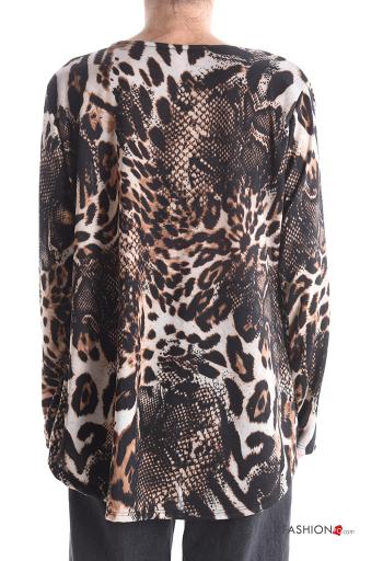 Blusa de Mezcla de Lana manga larga cuello redondo Estampado mixto - ph 2