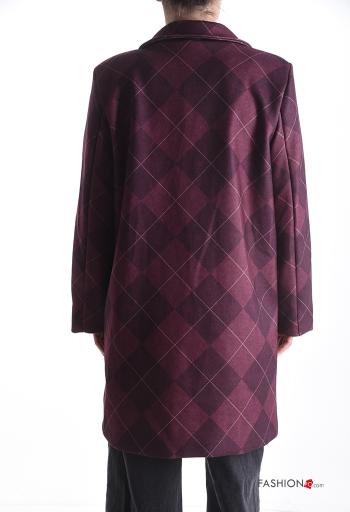 Cappotto maniche lunghe Fantasia geometrica con fodera con bottoni con tasche - ph 2