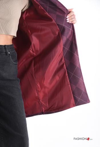 Cappotto maniche lunghe Fantasia geometrica con fodera con bottoni con tasche - ph 6