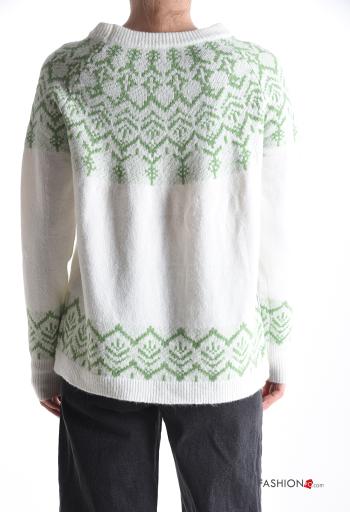 Maglione in Misto Lana maniche lunghe girocollo Fantasia ricamata - ph 2