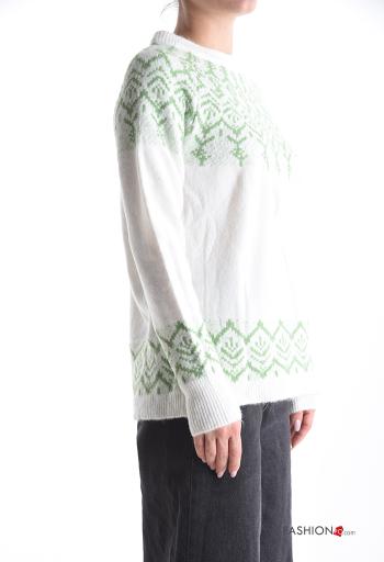 Maglione in Misto Lana maniche lunghe girocollo Fantasia ricamata - ph 3