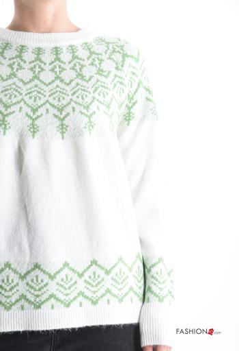 Maglione in Misto Lana maniche lunghe girocollo Fantasia ricamata - ph 4