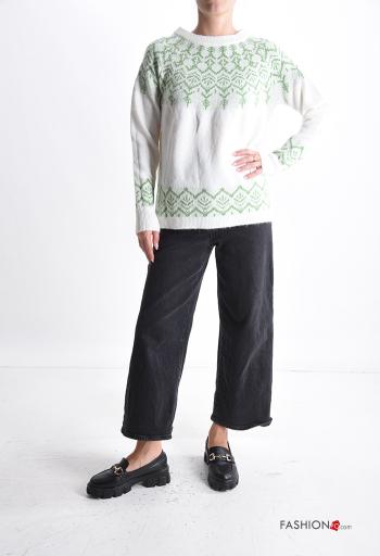 Maglione in Misto Lana maniche lunghe girocollo Fantasia ricamata - ph 5