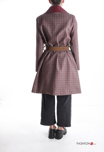 faux leather Coat with belt with pockets with buttons - ph 2