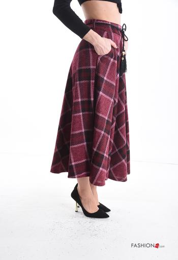 Tartan full Skirt with belt with string with pockets - ph 3