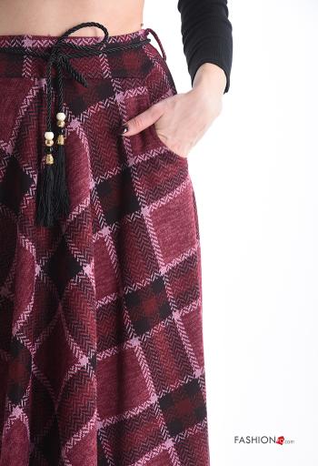 Tartan full Skirt with belt with string with pockets - ph 4