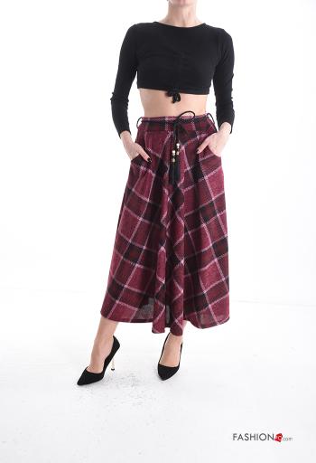 Tartan full Skirt with belt with string with pockets - ph 5