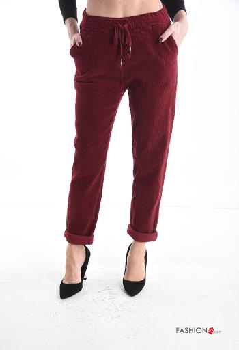 skinny Cotton Trousers with pockets with bow - ph 1