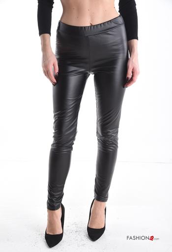 Leggings ecopelle skinny con elastico
