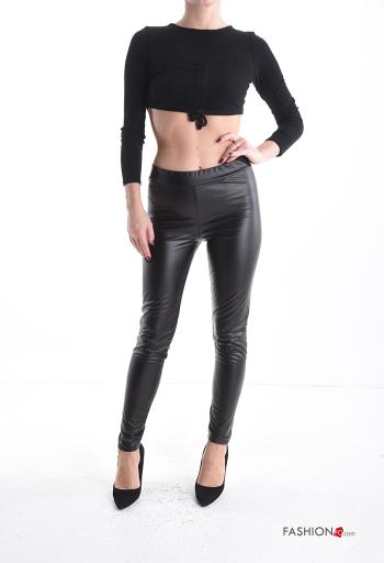Leggings ecopelle skinny con elastico - ph 5