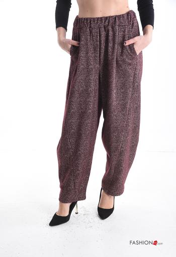 Pantalon Motif tartan avec poches avec élastique - ph 1