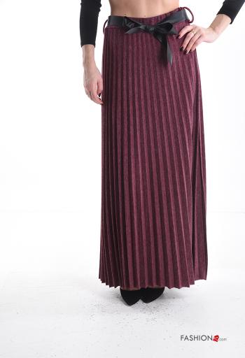 pleated Wool Mix Skirt with belt with elastic