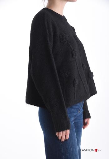 Besticktes Muster lange ärmel u-boot ausschnitt Strickpullover aus Wollmischung - ph 3