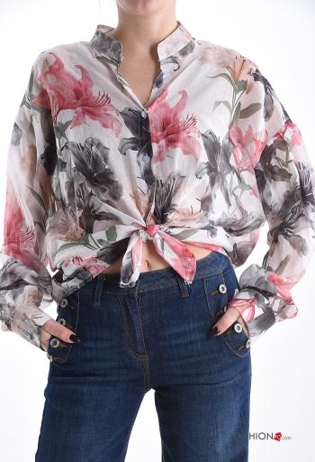 Camisa manga comprida Floral com botões - ph 1