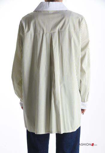 Camisa em Algodão oversize manga comprida com gola às riscas com botões - ph 2