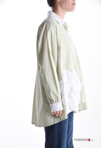 Camisa em Algodão oversize manga comprida com gola às riscas com botões - ph 3