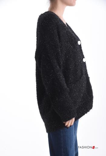 Lurex Strickpullover aus Baumwolle mit Knöpfen mit Taschen - ph 3