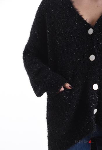 Lurex Strickpullover aus Baumwolle mit Knöpfen mit Taschen - ph 4