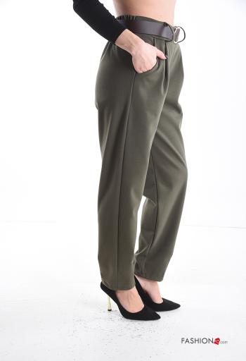 Hose mit Gürtel mit gummizug mit Taschen - ph 3