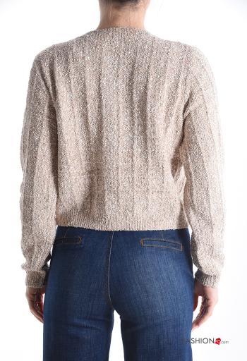 lange ärmel u-boot ausschnitt Strickjacke mit Knöpfen - ph 2