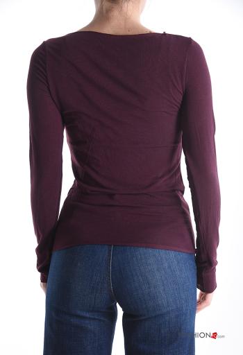 Camiseta de manga larga de Mezcla de Cachemira cuello redondo - ph 2