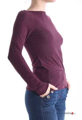 Camiseta de manga larga de Mezcla de Cachemira cuello redondo - ph 3