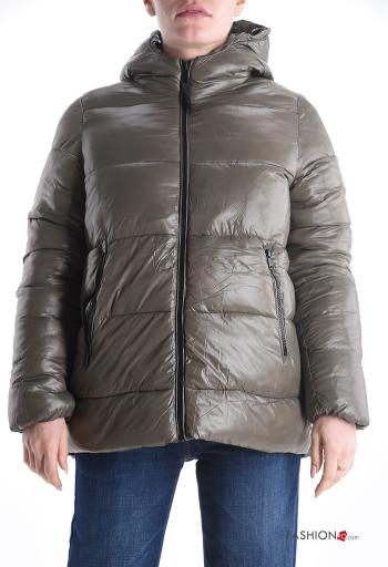 Plumífero con cremallera con capucha con bolsillos - ph 1