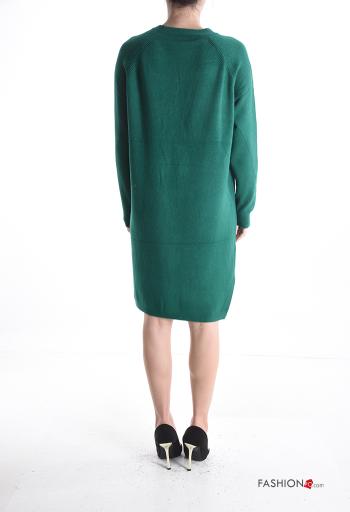 Vestido por la rodilla manga larga cuello redondo con bolsillos con abertura - ph 2