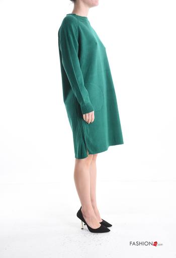 Vestido por la rodilla manga larga cuello redondo con bolsillos con abertura - ph 3