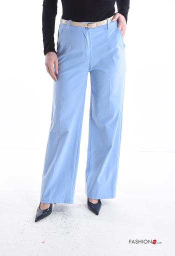 Calças em Algodão com cinto