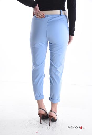 skinny Cotton Trousers with belt with elastic with pockets - ph 2