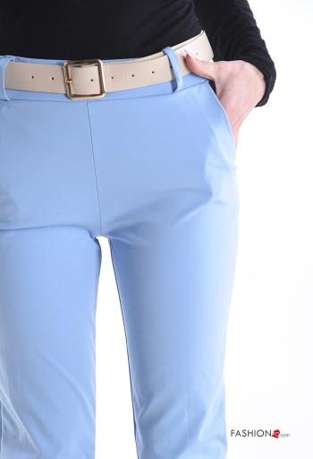 skinny Cotton Trousers with belt with elastic with pockets - ph 4
