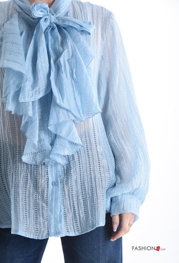 Camisa manga comprida Padrão bordado com botões com laço - ph 4