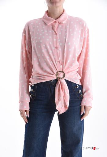 Camisa manga comprida com fivela com gola Padrão bolas com botões - ph 1