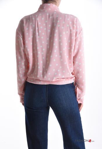 Camisa manga comprida com fivela com gola Padrão bolas com botões - ph 2