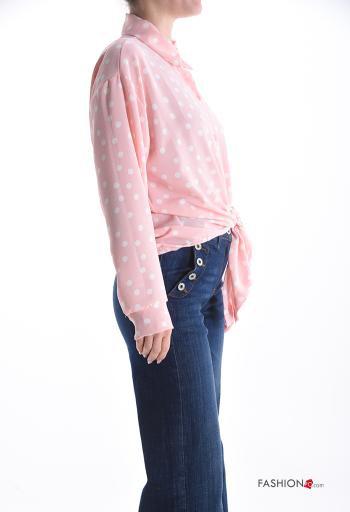 Camisa manga comprida com fivela com gola Padrão bolas com botões - ph 3