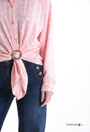 Camisa manga comprida com fivela com gola Padrão bolas com botões - ph 4