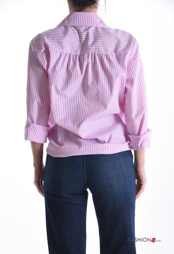 Camisa em Algodão manga comprida com gola às riscas com botões - ph 2