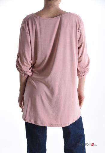 Maglietta a manica lunga girocollo Fantasia cuore maniche a tre quarti - ph 2