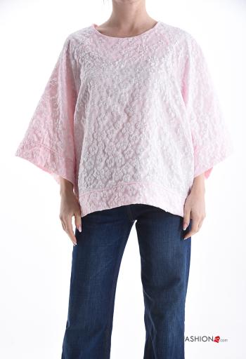 Blouse manches longues col rond à broderie - ph 1