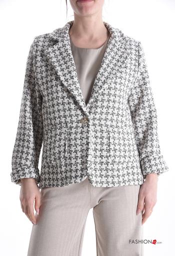 Chaqueta manga larga Estampado pata de gallo con botones sin forro