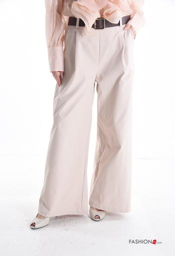 wide leg Hose mit Gürtel mit gummizug mit Taschen - ph 1