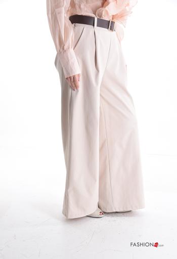 wide leg Hose mit Gürtel mit gummizug mit Taschen - ph 3