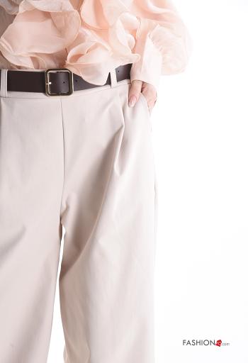 wide leg Hose mit Gürtel mit gummizug mit Taschen - ph 4