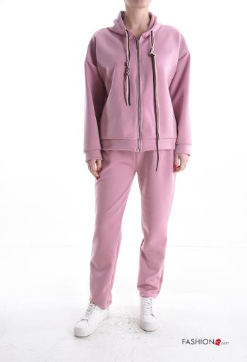 Conjunto manga larga con cremallera con capucha con bolsillos